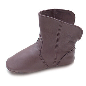 Hüttenschuhe / Hausschuhe aus Öko-Leder - lila, schwarz - Easy Peasy