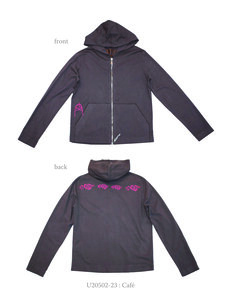 Unisex Heavy Jersey Raw Edge Double Zip Hoody with Clouds - Chakura by Ku Ambiance