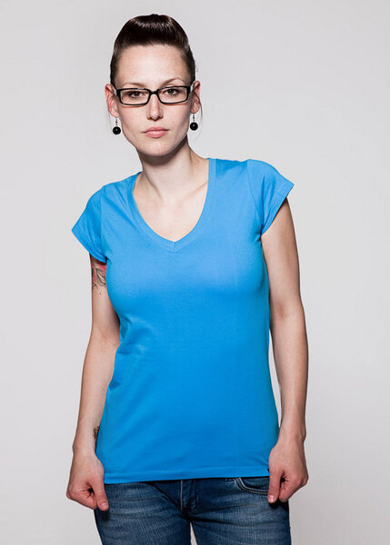 T-Shirt V-Neck Petrol - GREENALITY
