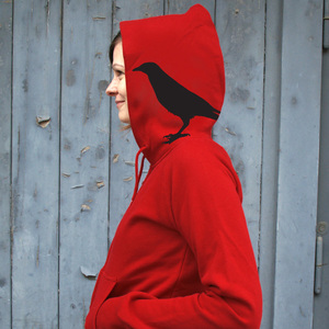  'Rabenflüsterer' Frauen-Zip-Hoody FAIR TRADE - shop handgedruckt