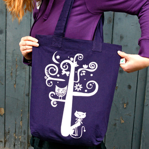 'Nighttimetree' Shopper aus BIO-BAUMWOLLE  - shop handgedruckt