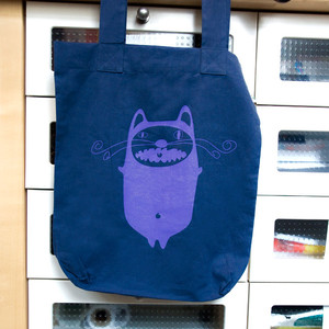 'Mr.Cat' Shopper aus BIO-BAUMWOLLE  - shop handgedruckt