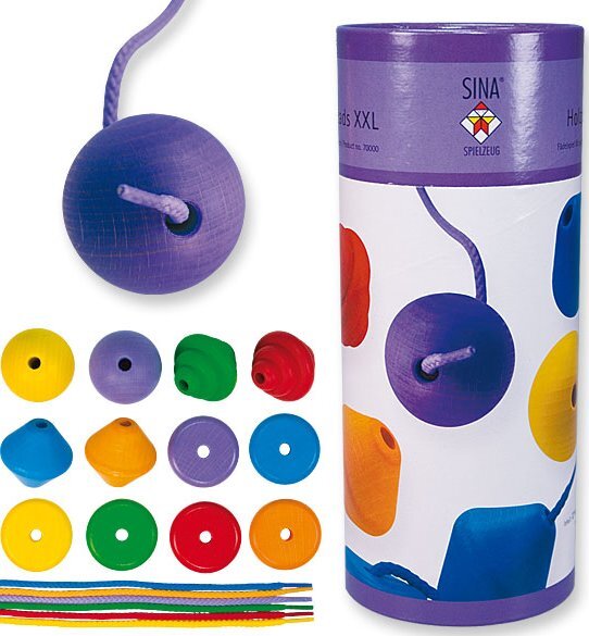 Fädelspiel Holzperlen XXL - Sina Spielzeug