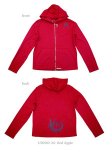 Unisex Heavy Jersey Raw Edge Double Zip Hoody with Vine - Chakura by Ku Ambiance