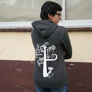 „Nighttimetree“ Frauen-HOODY FAIR TRADE - shop handgedruckt