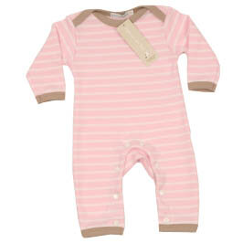 Bio Strampler Breton Streifen, Farbe: pink - Organics for Kids