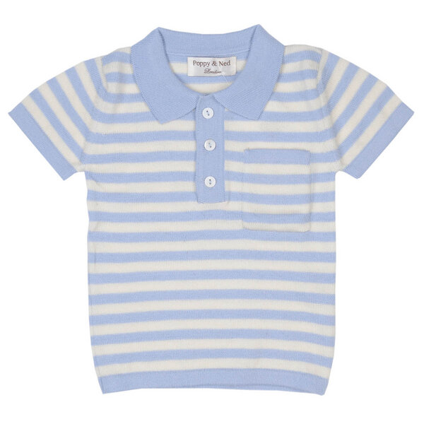 Polo Shirt gestreift Jungen, Farbe: soft blau /weiß - Poppy and Ned