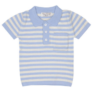 Polo Shirt gestreift Jungen, Farbe: soft blau /weiß - Poppy and Ned