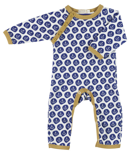 Baby Strampler mit Ankermotiven, Farbe: blau - Organics for Kids