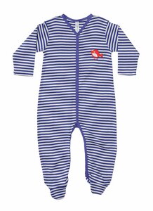 Green Baby Öko Schlafanzug mit Fuß, Farbe: blau-weis geringelt - Green Baby