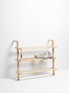 SCHUHREGAL GASTON / Shoe Rack / Esche massiv German Design - Side by Side