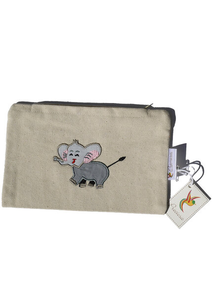 Reißverschlußtasche mit niedlicher Elefanten-Applikation - Preciosa