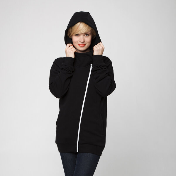 THOKKTHOKK YOKE ZIP HOODIE Woman black - THOKKTHOKK