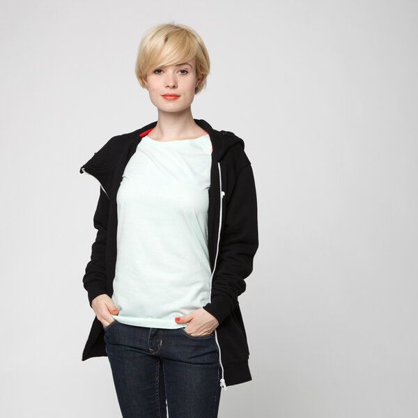 THOKKTHOKK YOKE ZIP HOODIE Woman black - THOKKTHOKK
