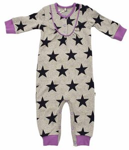Green Cotton Baby Strampler mit Sternenmotiv, Farbe: grau - Green Cotton