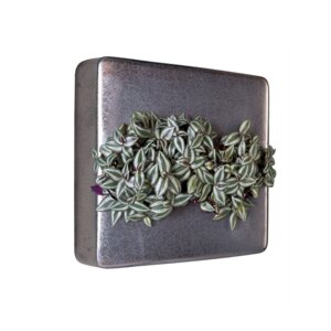 FlowerBox Ceramic 35 in Silber mit Dreimasterblumen - FlowerBox