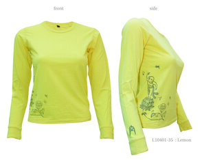 Ladies Long Sleeve Tee with Buddha on Lotus - Chakura by Ku Ambiance