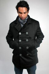 MENS LONG P-COAT - HEMP HOODLAMB