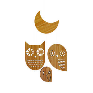 Owl Family Bamboo Mobile Eulen Familie Bambusholz - Petit Collage