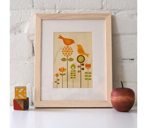 Holzdruck Bird Love Vögelliebe Bild - Petit Collage