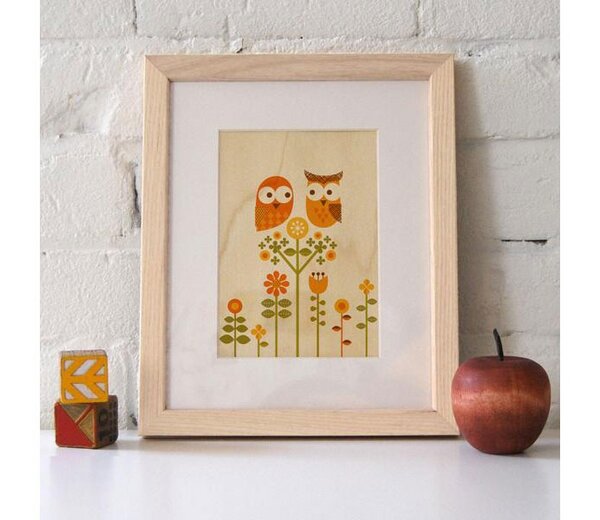 Holzdruck Owl Love Eulenliebe Bild - Petit Collage
