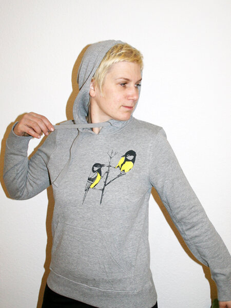 Fair-Trade-Frauenhoodie 'Es lebe die Kohlmeise' - Hirschkind