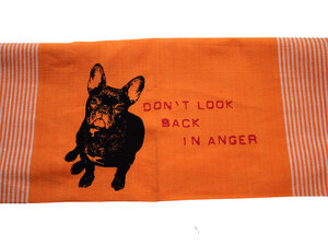 Handgewebtes Fair-Trade-Geschirrtuch 'Don't look back in anger' orange - Hirschkind