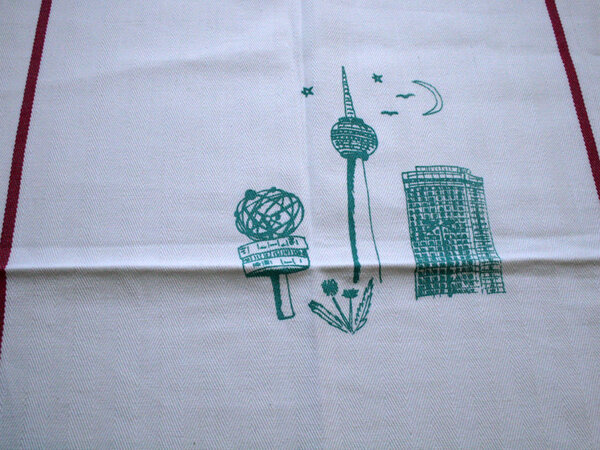 Handgewebtes Fair-Trade-Geschirrtuch 'Berliner Pflanze' weiß - Hirschkind