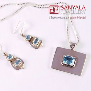 Silber-Schmuckset BLUE & CLEAR Fairtrade - SANYALA