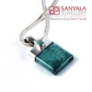 Anhänger 'GREEN STONE' mit Silberkette - Fairtrade - SANYALA