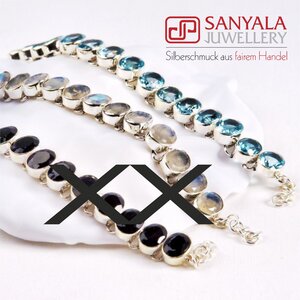 Silberarmband 'GLAMOUR' Aquamarin - Fairtrade - SANYALA