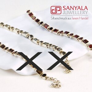 Silberarmband 'ELEGANCE' roter Granat - Fairtrade - SANYALA