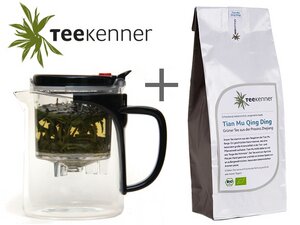 Grüner Bio-Tee Tian Mu Qing Ding (250gr) und Teekanne (400ml) - Teekenner