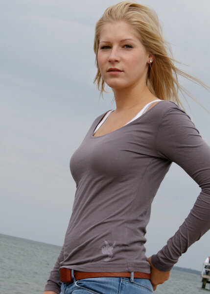 Damen Longsleeve-Shirt, dunkel-lila, hauchzart - Preciosa