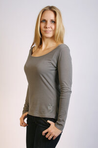 Damen Longsleeve-Shirt, grau, hauchzart - Preciosa