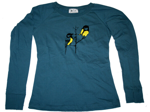 Bio- & Fair-Trade-Frauenlongsleeve 'Kohlmeise' - Hirschkind