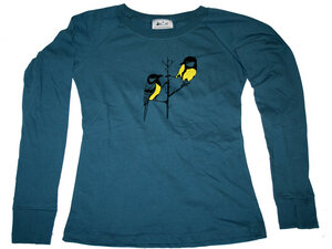 Bio- & Fair-Trade-Frauenlongsleeve 'Kohlmeise' - Hirschkind