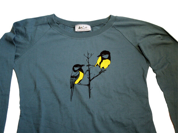 Bio- & Fair-Trade-Frauenlongsleeve 'Kohlmeise' - Hirschkind