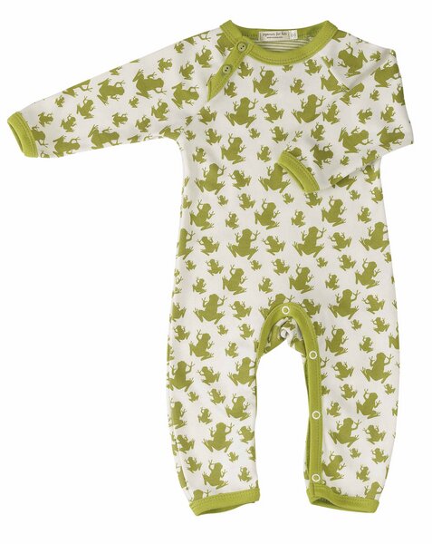 Organics for Kids Strampler mit Froschmotiv, Farbe: grün-weiss - Organics for Kids