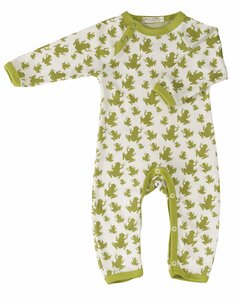 Organics for Kids Strampler mit Froschmotiv,  Farbe: grün-weiss - Organics for Kids