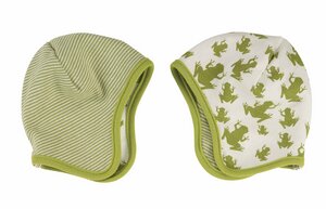 Baby Wende Mütze mit Froschmotiv, Farbe: grün-weiss - Organics for Kids