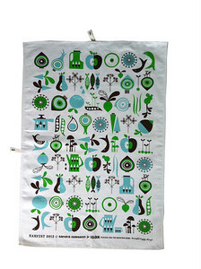 isak Geschirrtuch Harvest linen Teatowel Ernte grün/blau - Isak