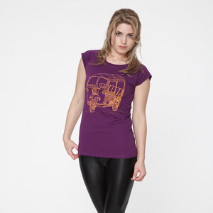 Tuk Tuk Cap Sleeve Shirt beige/plum - THOKKTHOKK