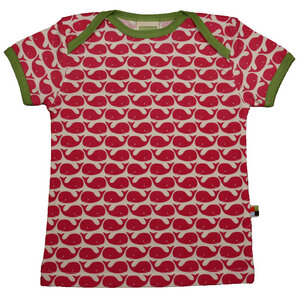 loud+proud Bio Kurzarm Shirt mit rotem Walaufdruck - loud + proud