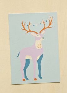 Öko-Postkarte 'Party Hirsch' - MOZAÏQ eco design