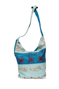 Umhängetasche, mit Querstreifen + 3 Blumen 789-10 - Karma Fair Trade