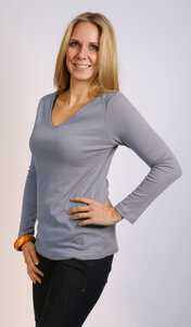 Langarmshirt V-Ausschnitt, flieder - Preciosa
