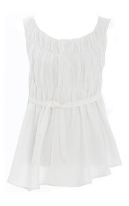 Leinen-Bluse mit weitem Ausschnitt, weiß - refreshed