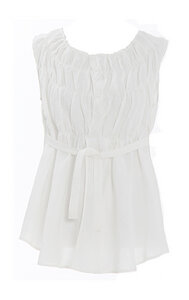 Leinen-Bluse mit Raffungen, weiß - refreshed