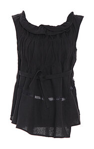 Leinen-Bluse mit Raffungen, schwarz - refreshed
